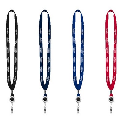 5/8" New Polyester "Shoelace" Lanyard with Retractable Badge Reel